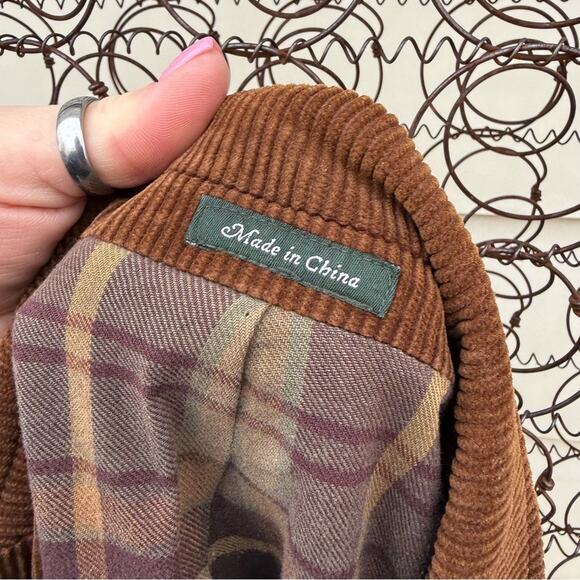 J CREW Brown Corduroy Flannel Lined Elbow Patch Chore Blazer Coat Jacket XL - Picture 7 of 14